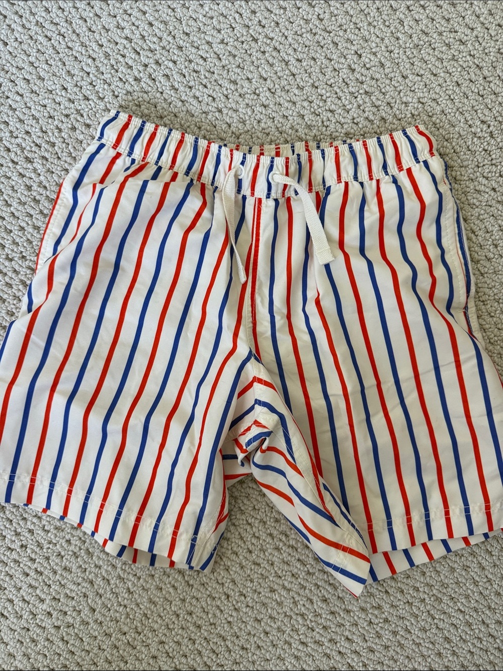 Hanna Andersson Red & Blue Striped Kids Swim Trunks